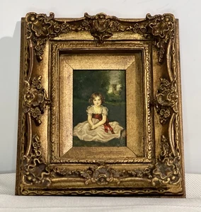 Vintage Gold Frame Hans Volkmann Art Oil Painting Little Princess Girl 12”x14” - Picture 1 of 4