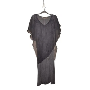 SOFT SURROUNDINGS $159 Scoop Neck Layered Ruffle Kaftan Dress Gray Medium - Picture 1 of 4