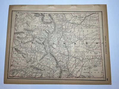 Mapa estatal COLORADO 1890 FM 1890 Rand-McNally Atlas VER DESCRIPCIÓN Foto 1 de 3