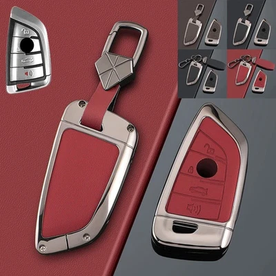 Zinc Alloy Leather Car Key Fob Case Cover Bag For BMW X5 X6 2 3 4 5 6 7 X2 X3 X4 - Image 1 of 4