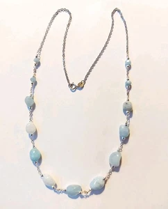 collana in argento 925 e pietre con acquamarina naturale ed ematite argentata  - Picture 1 of 8