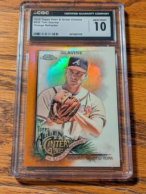 2022 Topps Allen & Ginter Chrome - Tom Glavine #252 橙色折射器 /25 — 第 1/4 张图片