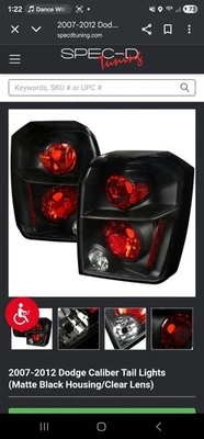 Par de luces traseras negras para Dodge Caliber R/T SE SXT SRT4 2007-2012 Foto 1 de 4