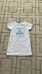 Peek Save The Arctic Dress & snowflakes printed on white sequence Size 8 NWT - Picture 1 of 7