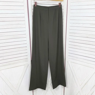 Винтажные повседневные угловые брюки женские 2 оливково-зеленые с высокой талией широкие брюки для офиса - Изображение 1 из 4