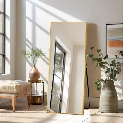 Espejo 56X19 Dorado De Pared y Pie Cuerpo Completo Para Dormitorio Sala Modernos Foto 1 de 4