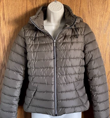 Chaqueta acolchada Zara marrón acolchada cintura abrigo cremallera capucha para mujer talla pequeña nueva sin etiquetas Foto 1 de 4