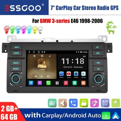 7" Car Stereo For BMW 3 Series E46 Rover 75 Android 13 2+64G Radio Apple CarPlay - Image 1 of 4