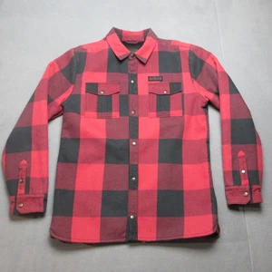 Volcom Jacket Mens XL Red Black Buffalo Check Flannel Pat Moore Sherpa Snap - Picture 1 of 9