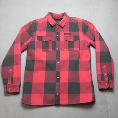 Volcom Jacket Mens XL Red Black Buffalo Check Flannel Pat Moore Sherpa Snap - Image 1 of 4