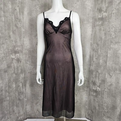 Vestido sin mangas vintage años 90 Y2K Fredericks of Hollywood para mujer S negro malla sobre rosa Foto 1 de 4