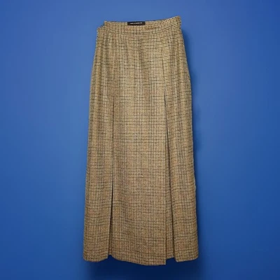 Falda larga plisada de lana marrón TWEED vintage Paul Stuart para mujer 4 Foto 1 de 4