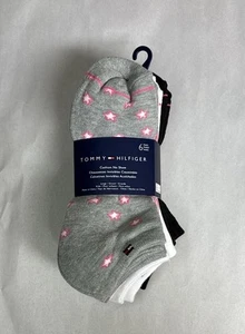 New Tommy Hilfiger Socks Girls 6 Pair White,Black & Gray No Show Kids Sz Large - Picture 1 of 13