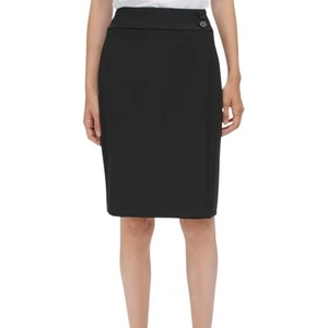 Falda lápiz envolvente sintética negra talla 10 de Calvin Klein para mujer - Imagen 1 de 3