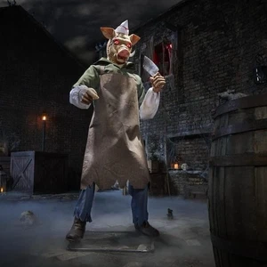 6.5 ft. Gruesome Grounds Animated LED Butcher Animatronic NEW Halloween Decor - Picture 1 of 6