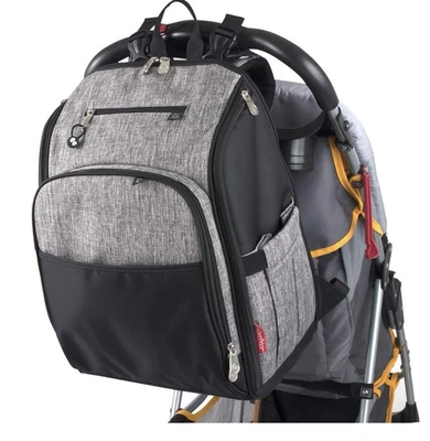 Fisher Price Bolsa de Pañales Mochila con Cambiador Pad Correas para Cochecito, Gris, Grande Foto 1 de 4