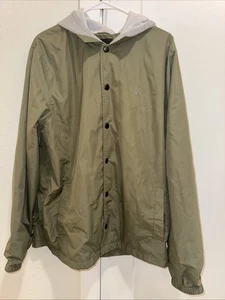 Chaqueta Volcom Para Hombre Talla L Verde Gris Con Capucha Snap Costa Surf Skate Gorp Hipster - Imagen 1 de 13
