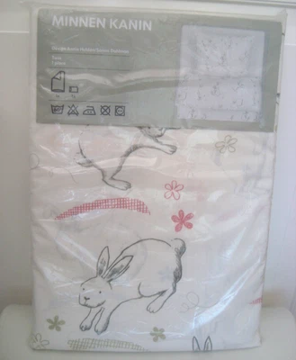 Funda Edredón IKEA MINNEN KANIN con Funda de Almohada Conejito Conejo Doble Talla Blanca - NUEVA Foto 1 de 4