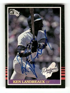 1985 Donruss 494 Ken Landreaux autografo firmato blu sharpie ASC BXCP58 - Foto 1 di 2