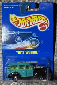 1992 Hot Wheels 40's Woodie Collector #217 Turquoise Blue Card Die Cast 40 Ford - Bild 1 von 4