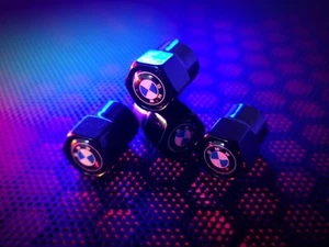 BMW Tire Dust Valves Metal Caps X 4 PREMIUM! - Picture 1 of 2