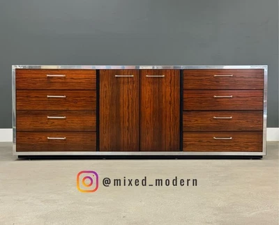 Rosewood and Chrome Dresser - Image 1 of 4