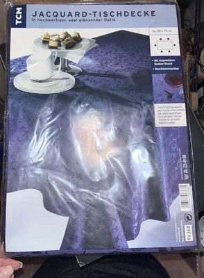JACQUARD-TISCHDECKE in edlem Dunkelblau, 130x170 cm - Bild 1 von 4
