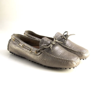 Zapato de coche mocasines para mujer - cuero topo metálico - EU 37.5 / US 7.5 Foto 1 de 4