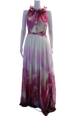 Vestido Badgley Mischka para mujer Ombre Twist Drape sin mangas rosa fucsia talla 0 Foto 1 de 4