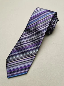 PAUL SMITH Corbata Clásica Rayas Artista Línea Principal Seda NUEVA Púrpura Hecha en Italia - Imagen 1 de 13