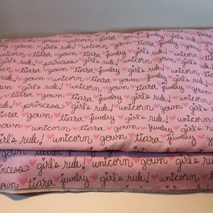 8 Yards Pink w Words Snuggle Fabric 43" wide JoAnn Cotton Princess Girls Rule - Picture 1 of 6