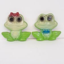 Vintage 1977 Chalkware Pair of Frogs Wall Plaques Miller Studios  