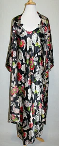 NEW! California Dynasty Black & Red Floral Paisley Sexy Nightgown & Robe MEDIUM - Picture 1 of 10