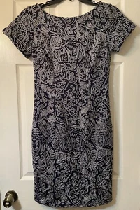 JS Collections Women’s Navy with Silver Soustache Short Sleeve Dress Size 6 - Picture 1 of 5