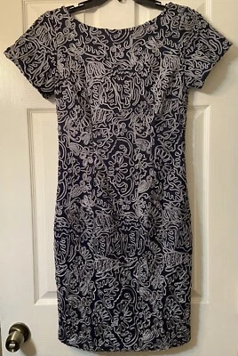 JS Collections Women’s Navy with Silver Soustache Short Sleeve Dress Size 6 - Image 1 of 4