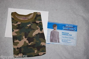 Boys L/S Waffle Knit GREEN CAMO Long Underwear Shirt M 8-10 L 12-14 - Picture 1 of 1