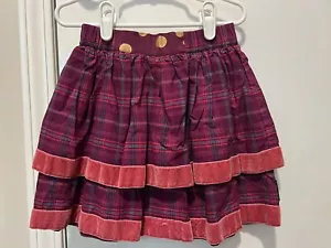 Matilda Jane Skirt 4 Purple Plaid little Girls 4T Velvet trim elastic Waist EUC! - Picture 1 of 4