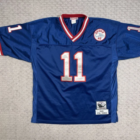 New York Giants Phil Simms 11 Spider 43 1986 Throwback Jersey Mens Size 52 Vtg Cover