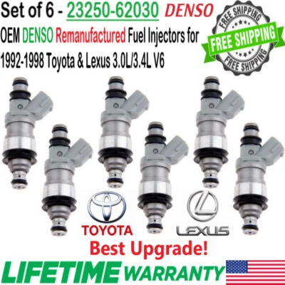 OEM 6 Sets DENSO Best Upgrade Fuel Injectors For 1992, 1993 Toyota Camry 3.0L V6 - Image 1 of 4