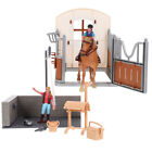 Pretend Play Horse Stable Playset Animal Figurines Barn Toys Fence Knight