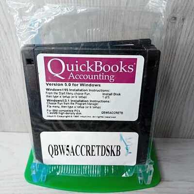 QUICKBOOKS ACCOUNTING VERSION 5 FOR WINDOWS 1997 FLOPPY DISCS 1-5 - BRAND NEW !! - Image 1 of 4