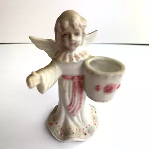 Vintage Angel Ceramic Figurine Candle Basket Vase Autom - Picture 1 of 8