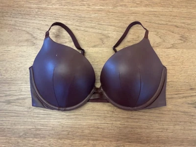 Victoria's Secret Burgundy Brown 32D Very Sexy Faux Leather Push Up Bra VS - image 1 of 2