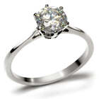 Srebrny pierścionek pasjans 1/2 karata zaręczynowy symulowany diament stal nierdzewna