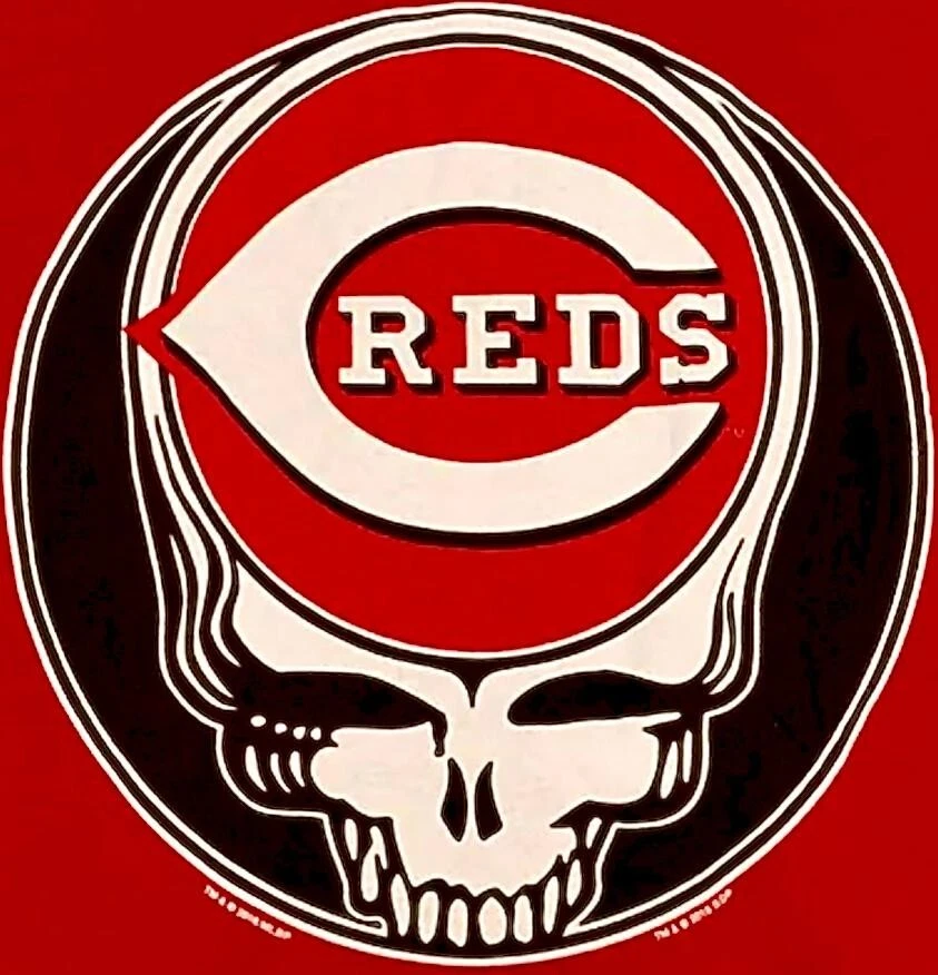 (3) Cincinnati Reds Grateful Dead Stealie Skull Vinyl Stickers 3x3 Decals - Image 1 of 1