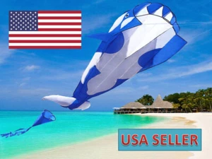 WHALE FISH DOLPHIN NYLON 3-D KITE BLUE Single Line Includes String&TrailerAsSeen - Picture 1 of 1