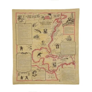 Mapa de Naufragio Tesoro Enterrado Hundido Piratas Capitán Kidd Barbanegra Calico Jack - Imagen 1 de 1