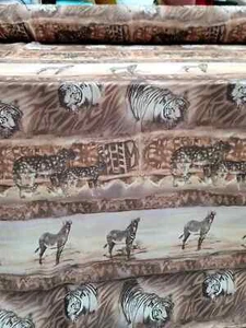 BROWN TAN LEOPARD PRINT CHIFFON ZEBRA FABRIC BY THE YARD SEMI SHEER CHEETAH - Picture 1 of 13