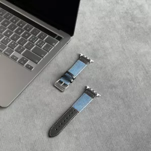 Denim Leatherwear For Apple Watch Ultra 2 Series 9 8 7 6 5 4 SE Band Strap - Picture 1 of 13