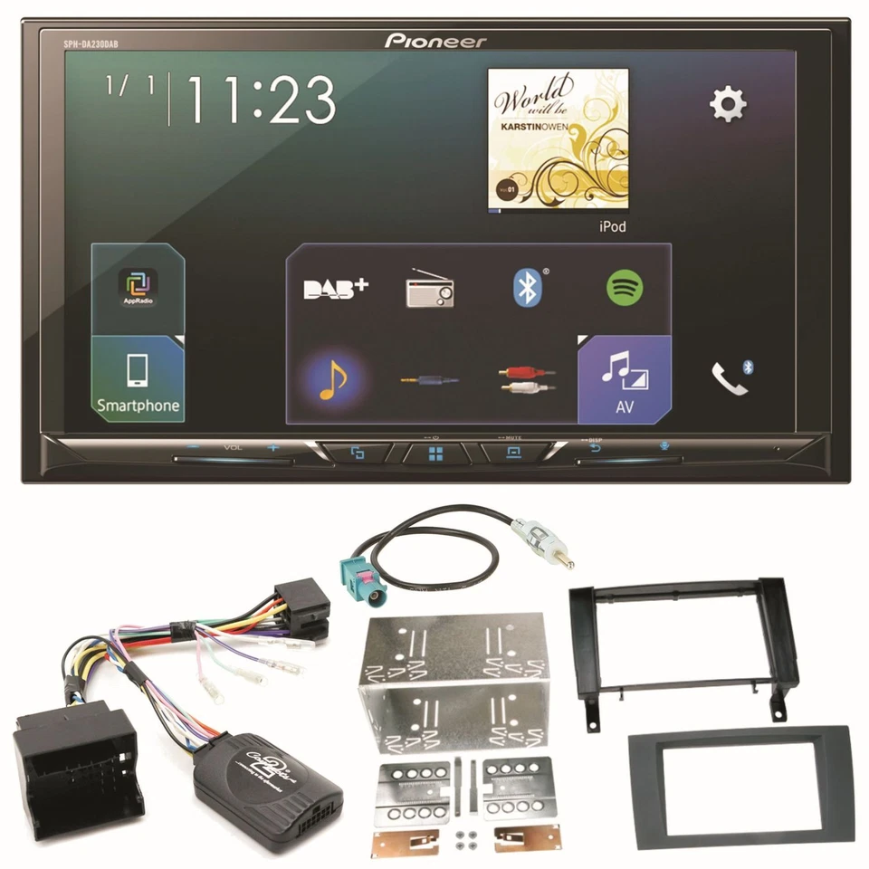 Pioneer SPH-DA230DAB Bluetooth Carplay Android Auto Einbauset für Mercedes SLK R - Bild 1 von 1